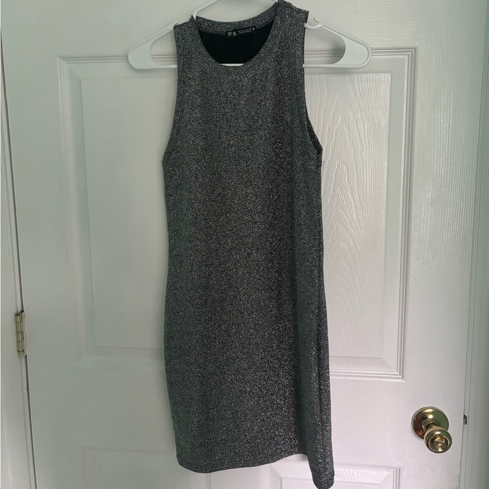 Zara Black Halter Bodycon Midi Dress